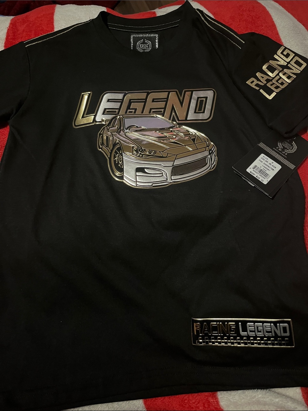 Racing Legend Metallic Car Graphic Tee - Black & Gold
